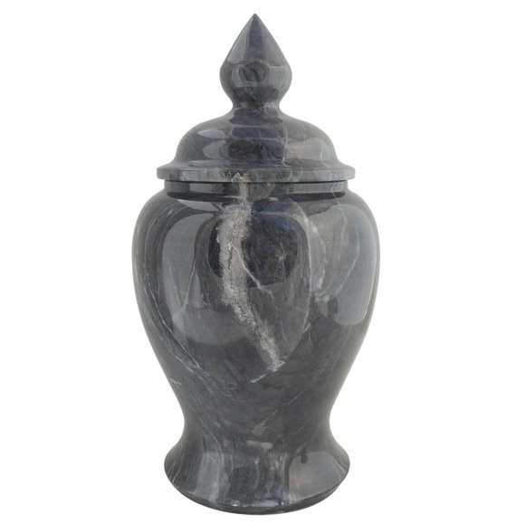 1990s Vintage dark charcoal gray Philippine marble stone large storage jar